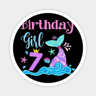 Kids Mermaid Girls 7Th Birthday 7 Years Old Mermazing Party Magnet